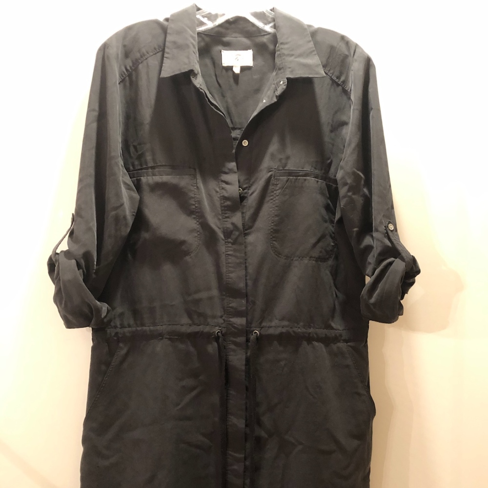 Dark grey button up work dress